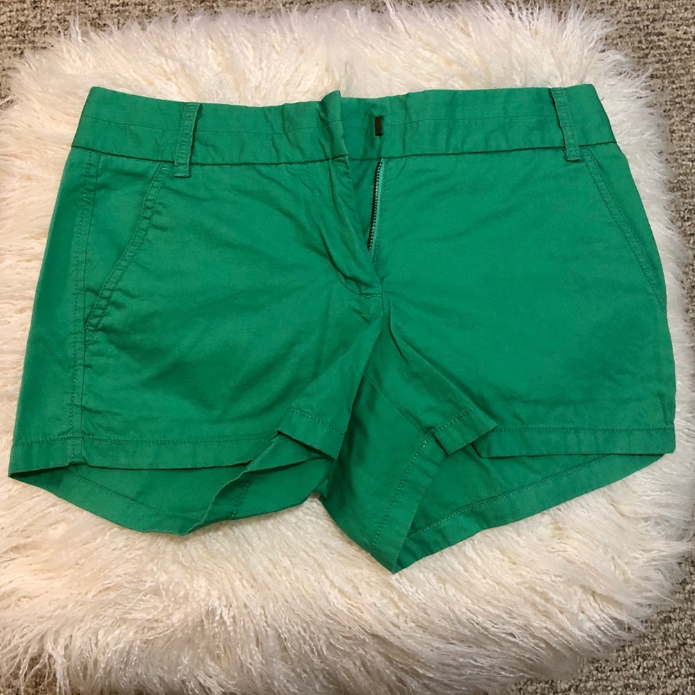 J Crew Chino Broken-In 3” Shorts Kelly Green Cotton Size 0